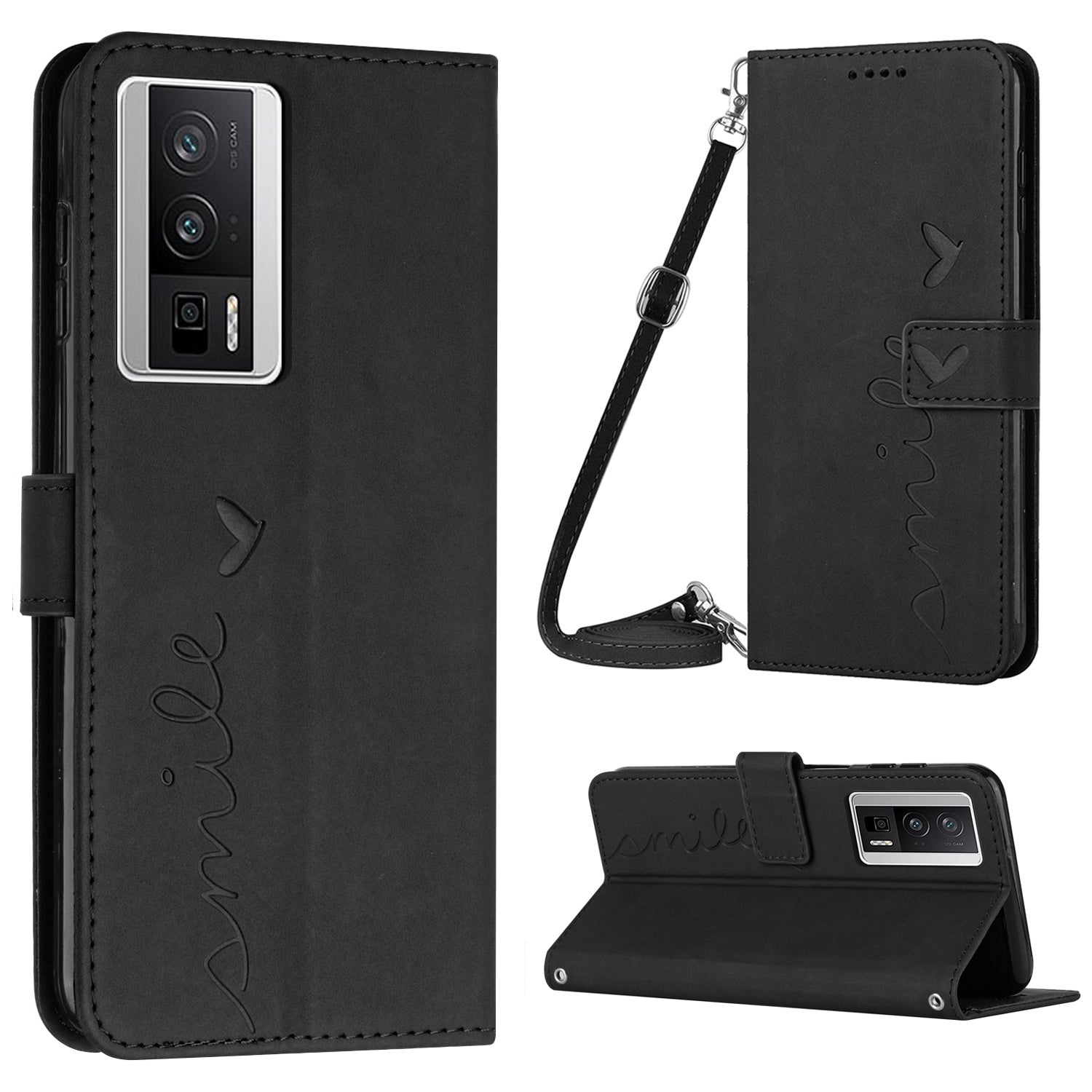 For Xiaomi Poco F5 Pro 5G Redmi K60 Pro 5G K60 5G Stand PU Leather Phone Case Heart Shape Phone Wallet Cover with Shoulder Strap For Xiaomi Poco F5 Pro 5G Redmi K60 Pro 5G K60 5G Stand PU Leather Phone Case Heart Shape Phone Wallet Cover with Shoulder Strap